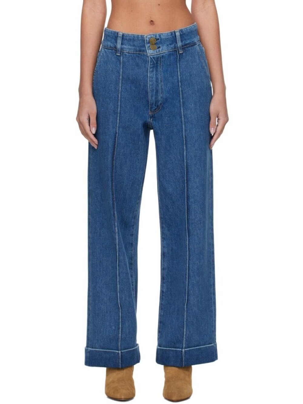 FRAME Lago Di Como 70s Cuffed Cotton Blend Straight-Leg Jeans Sz 28 8554